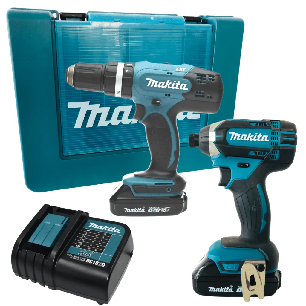 Combo Taladro Percutor Inalámbrico Makita + Atornillador de Impacto 18V DLX2142SY