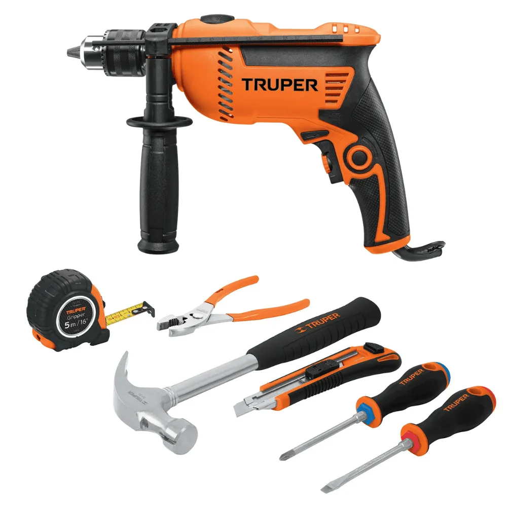 Combo Taladro Percutor Truper 1/2″ 650W + Kit Herramientas